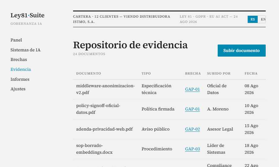 Preview of the screen: Evidence